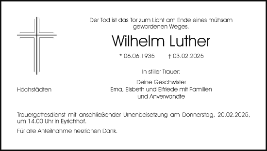 Anzeige von Wilhelm Luther von MGO