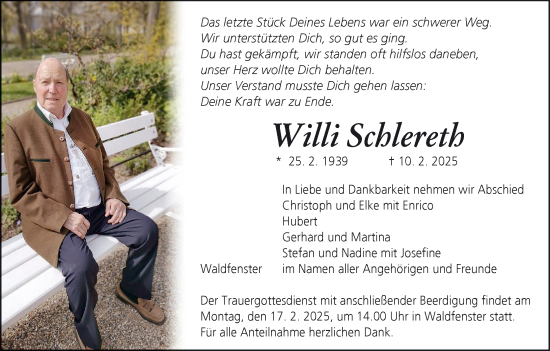 Anzeige von Willi Schlereth von MGO