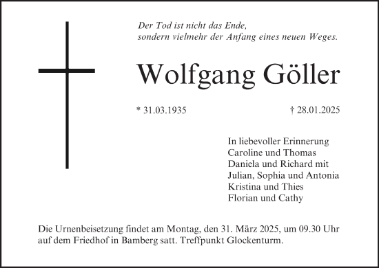 Anzeige von Wolfgang Göller von MGO