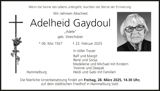 Anzeige von Adelheid Gaydoul von MGO