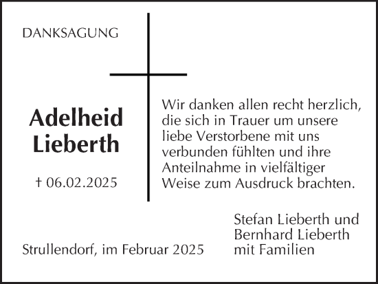 Anzeige von Adelheid Lieberth von MGO