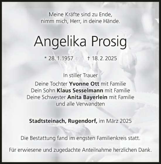 Anzeige von Angelika Prosig von MGO