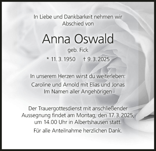 Anzeige von Anna Oswald von MGO
