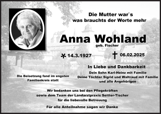 Anzeige von Anna Wohland von MGO