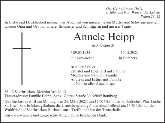 Anzeige von Annele Heipp von MGO