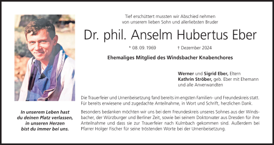 Anzeige von Anselm Hubertus Eber von MGO