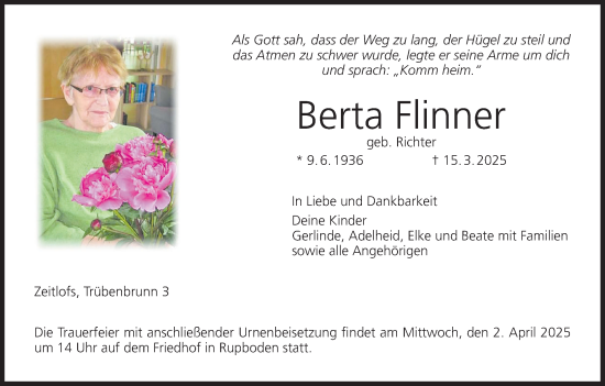 Anzeige von Berta Flinner von MGO