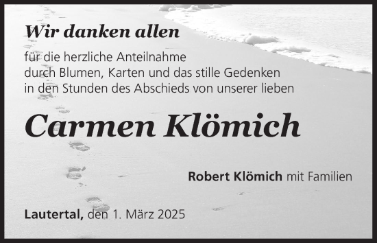 Anzeige von Carmen Klömich von MGO