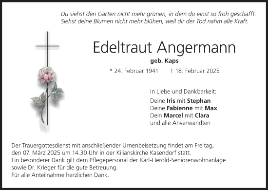 Anzeige von Edeltraut Angermann von MGO