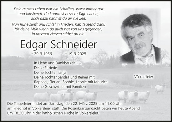 Anzeige von Edgar Schneider von MGO