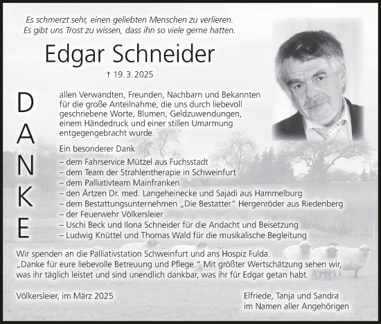 Anzeige von Edgar Schneider von MGO