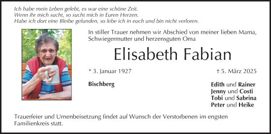 Anzeige von Elisabeth Fabian von MGO