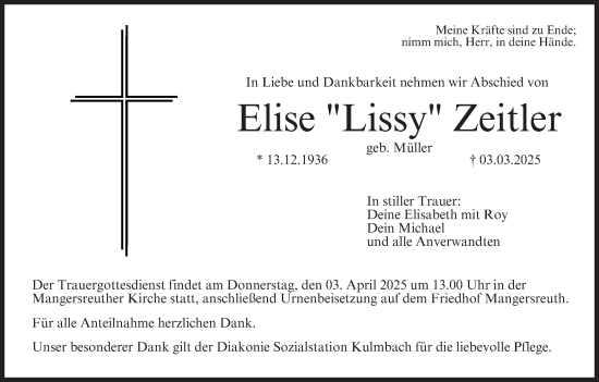 Anzeige von Elise Zeitler von MGO