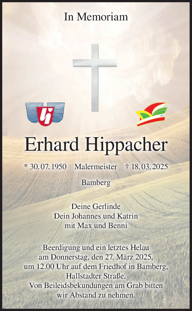  Traueranzeige für Erhard Hippacher vom 22.03.2025 aus MGO