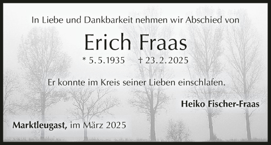 Anzeige von Erich Fraas von MGO