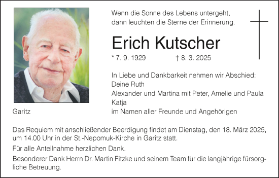 Anzeige von Erich Kutscher von MGO