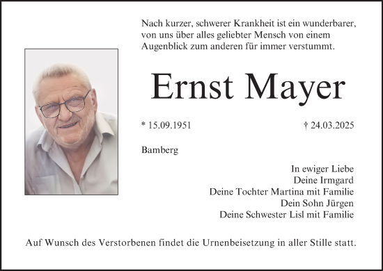 Anzeige von Ernst Mayer von MGO