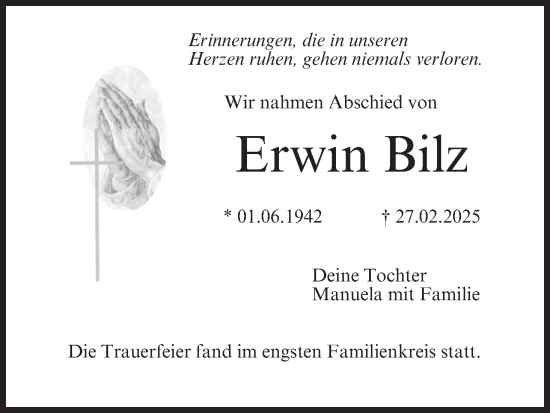 Anzeige von Erwin Bilz von MGO