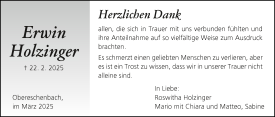 Anzeige von Erwin Holzinger von MGO