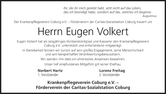 Anzeige von Eugen Volkert von MGO