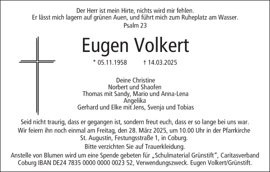 Anzeige von Eugen Volkert von MGO