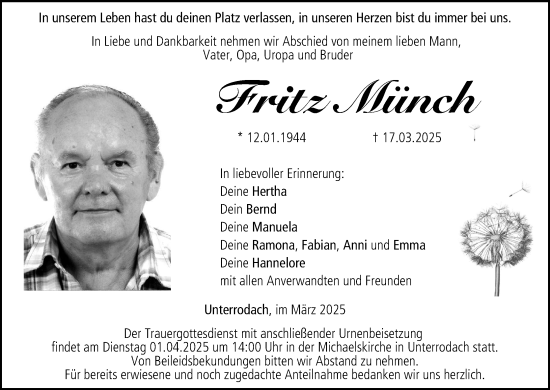 Anzeige von Fritz Münch von MGO