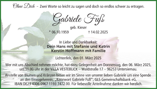 Anzeige von Gabriele Fuß Fuß von MGO