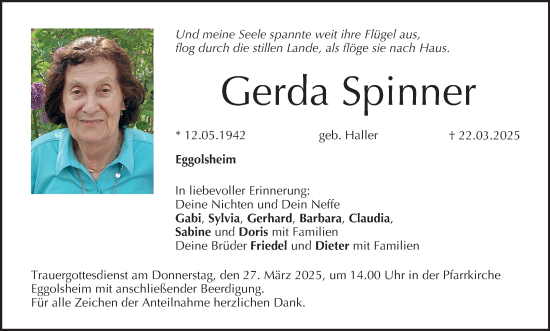 Anzeige von Gerda Spinner von MGO