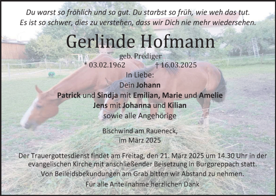 Anzeige von Gerlinde Hofmann von MGO