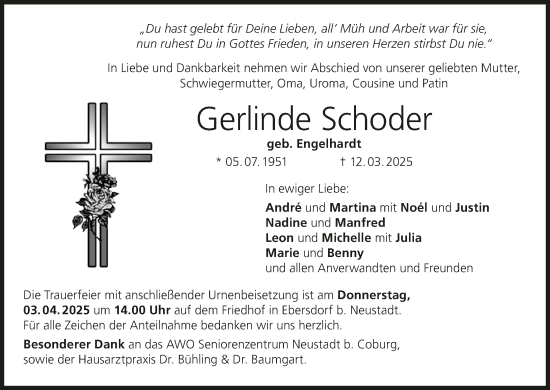 Anzeige von Gerlinde Schoder von MGO