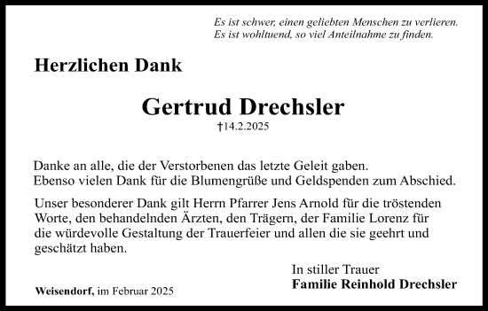 Anzeige von Gertrud Drechsler von MGO