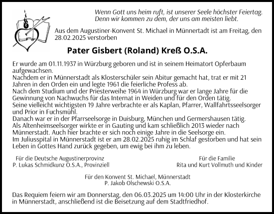 Anzeige von Gisbert Kreß von MGO