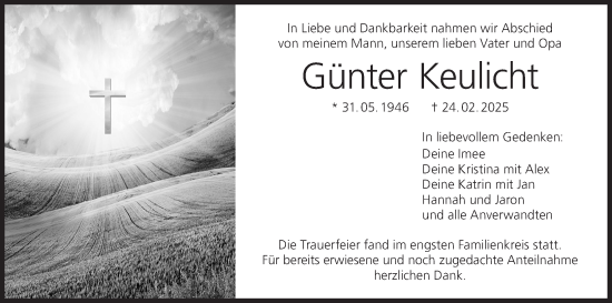 Anzeige von Günter Keulicht von MGO