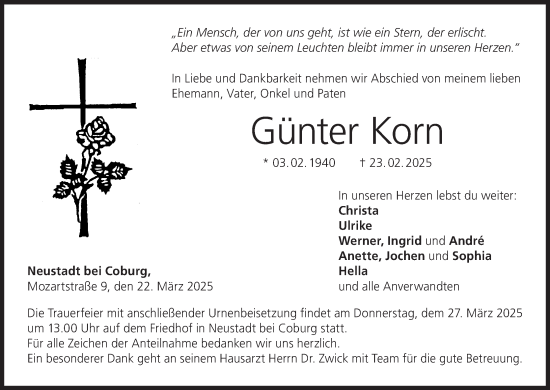 Anzeige von Günter Korn von MGO