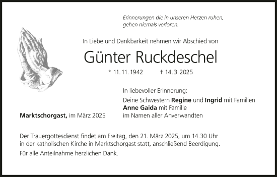 Anzeige von Günter Ruckdeschel von MGO