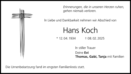 Anzeige von Hans Koch von MGO