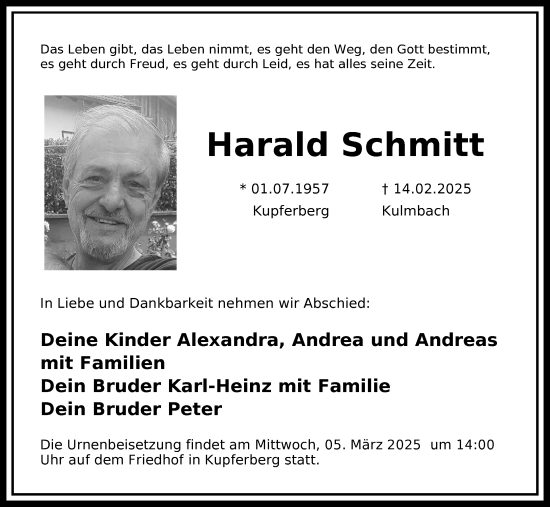 Anzeige von Harald Schmitt von MGO