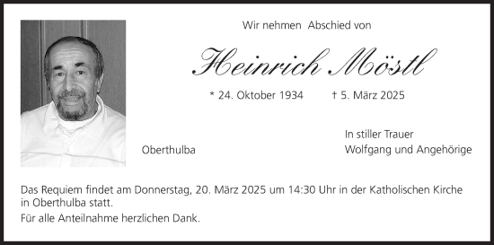 Anzeige von Heinrich Möstl von MGO