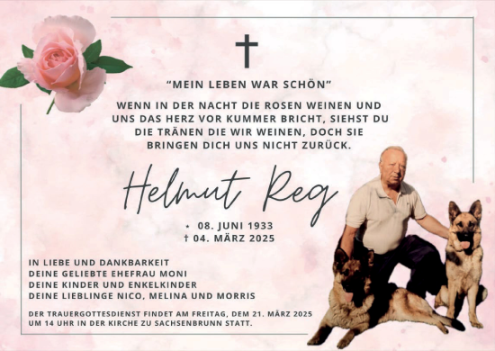 Anzeige von Helmut Reg von MGO