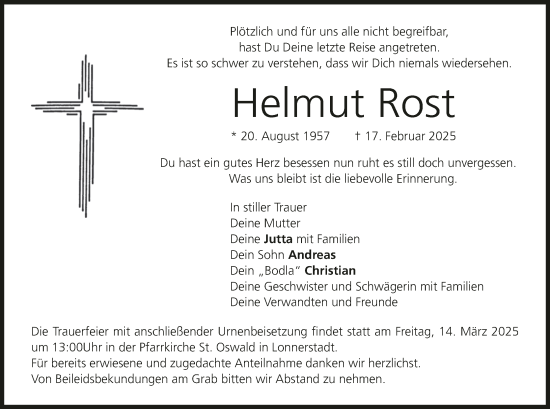 Anzeige von Helmut Rost von MGO