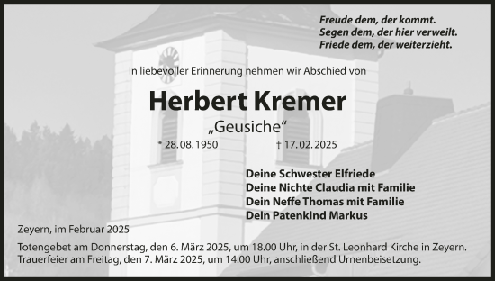 Anzeige von Herbert Kremer von MGO