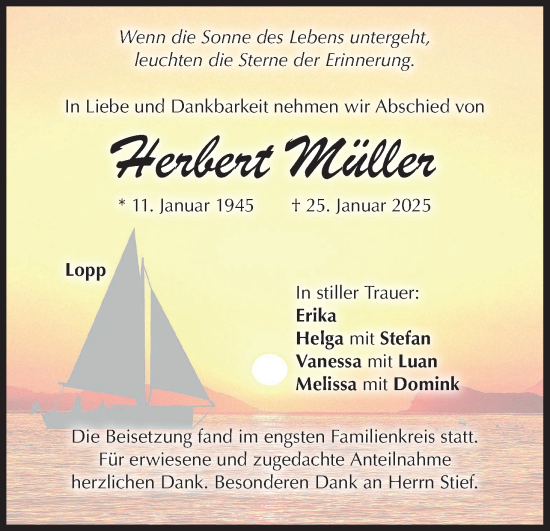 Anzeige von Herbert Müller von MGO