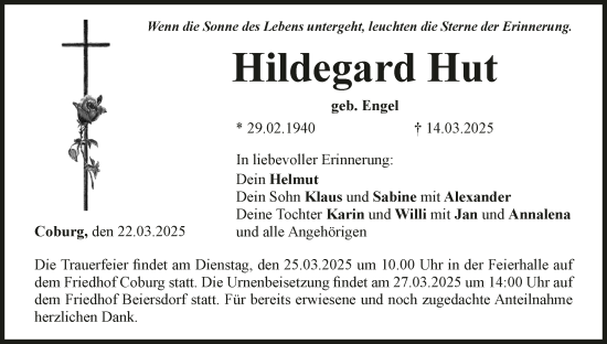 Anzeige von Hildegard Hut von MGO