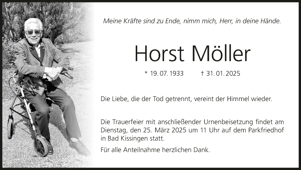  Traueranzeige für Horst Möller vom 22.03.2025 aus MGO