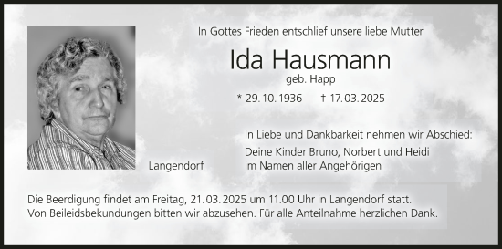 Anzeige von Ida Hausmann von MGO