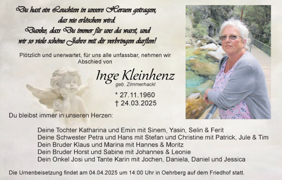 Anzeige von Inge Kleinhenz von MGO