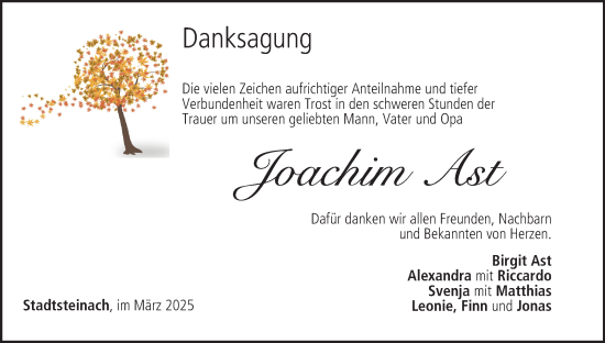 Anzeige von Joachim Ast von MGO