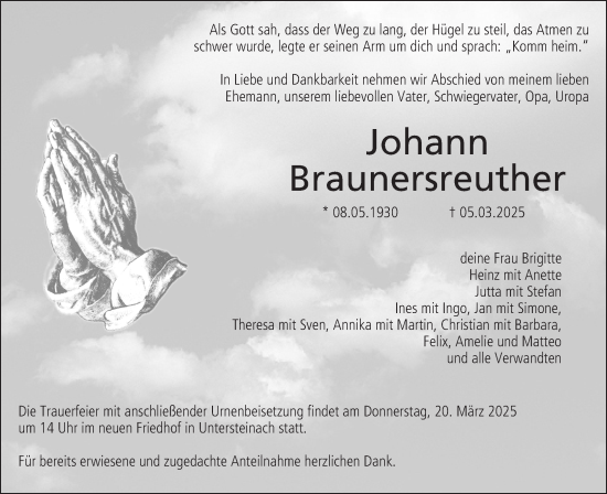 Anzeige von Johann Braunersreuther von MGO