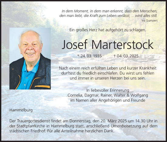 Anzeige von Josef Marterstock von MGO