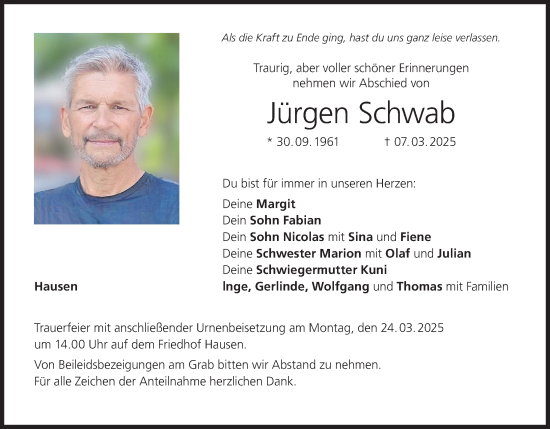 Anzeige von Jürgen Schwab von MGO